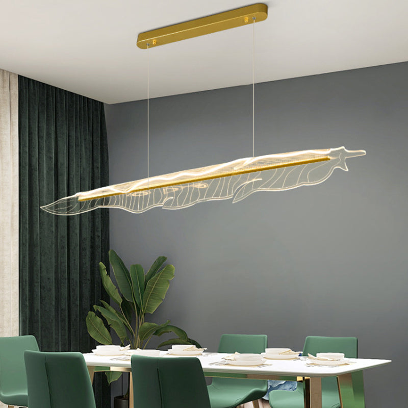 Stile contemporaneo in alluminio Luci appese a sospensione Gold Isola Linear Lucile per sala da pranzo