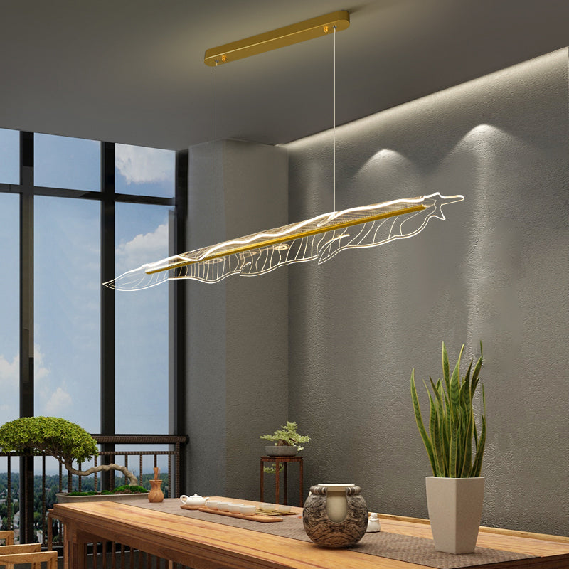 Stile contemporaneo in alluminio Luci appese a sospensione Gold Isola Linear Lucile per sala da pranzo