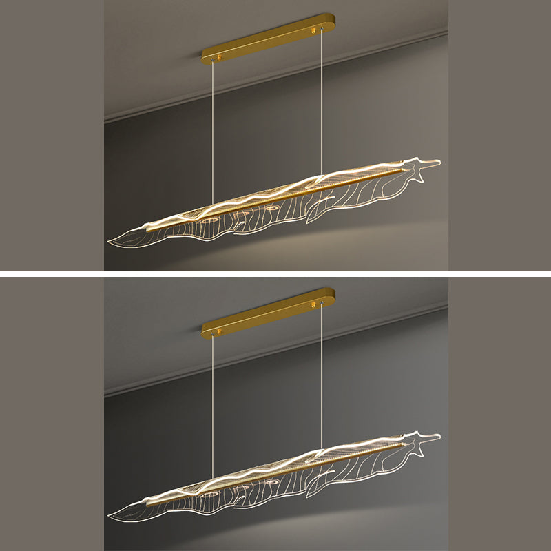 Stile contemporaneo in alluminio Luci appese a sospensione Gold Isola Linear Lucile per sala da pranzo