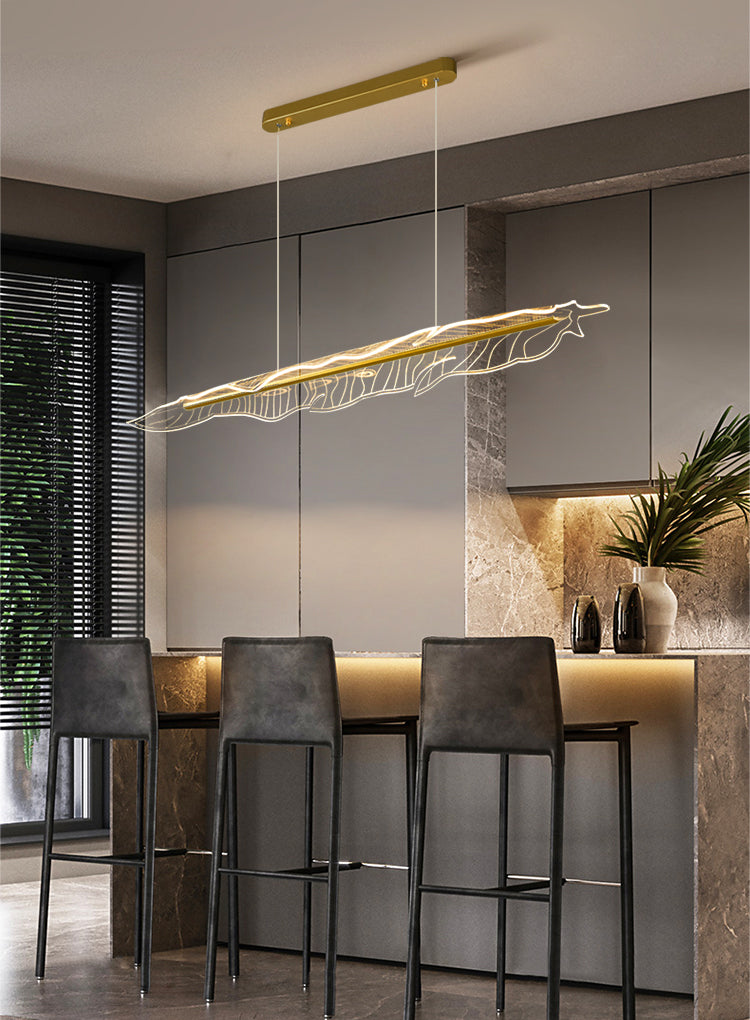 Stile contemporaneo in alluminio Luci appese a sospensione Gold Isola Linear Lucile per sala da pranzo