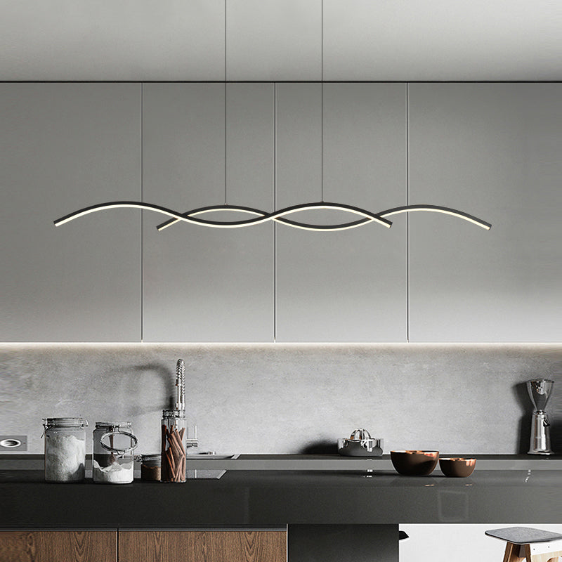 1 luminaire de plafond linéaire à LED de lumière Nouveau pendentif en aluminium noir moderne