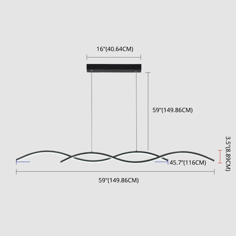 1 luminaire de plafond linéaire à LED de lumière Nouveau pendentif en aluminium noir moderne