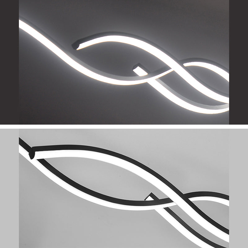 1 luminaire de plafond linéaire à LED de lumière Nouveau pendentif en aluminium noir moderne