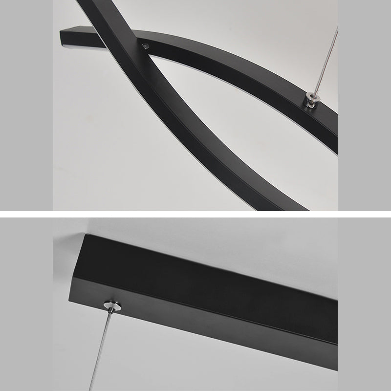 1 luminaire de plafond linéaire à LED de lumière Nouveau pendentif en aluminium noir moderne