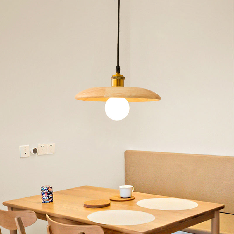 Wooden Circle Suspension Pendant Light Contemporary Style Wood Pendant Ceiling Light