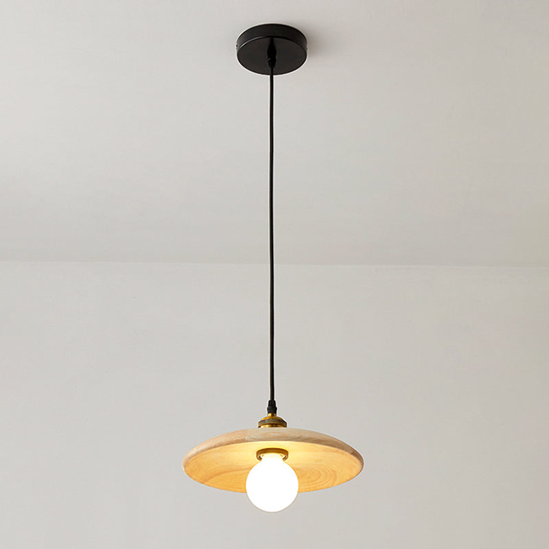 Wooden Circle Suspension Pendant Light Contemporary Style Wood Pendant Ceiling Light
