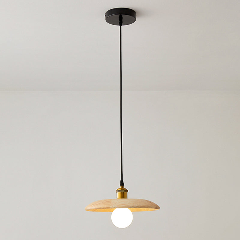 Wooden Circle Suspension Pendant Light Contemporary Style Wood Pendant Ceiling Light