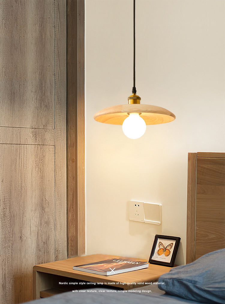 Wooden Circle Suspension Pendant Light Contemporary Style Wood Pendant Ceiling Light