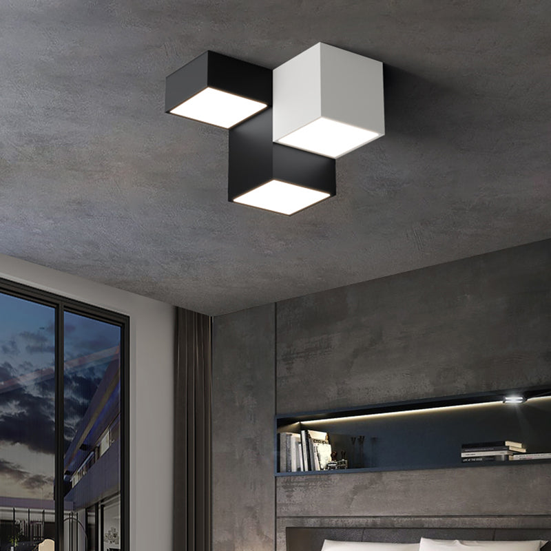 Zwart-witte LED-plafondlamp in moderne, minimalistische stijl Aluminium geometrische inbouw met acrylkap