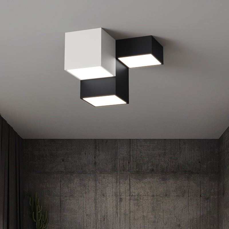 Zwart-witte LED-plafondlamp in moderne, minimalistische stijl Aluminium geometrische inbouw met acrylkap