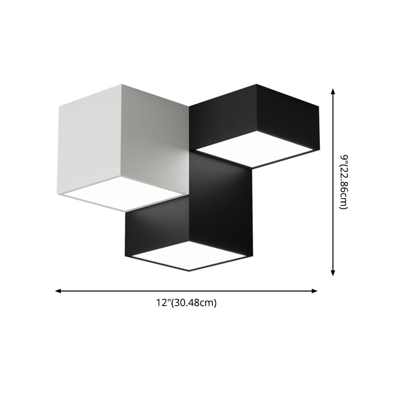 Zwart-witte LED-plafondlamp in moderne, minimalistische stijl Aluminium geometrische inbouw met acrylkap