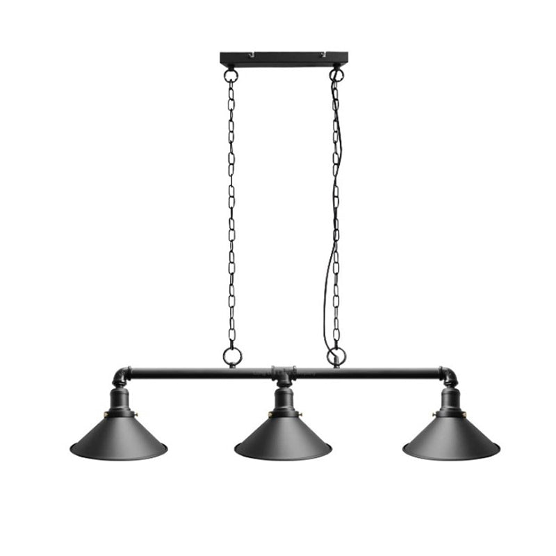 Metal Cone Island Linear Colgante Industrial Comedor de la isla de la isla de la isla