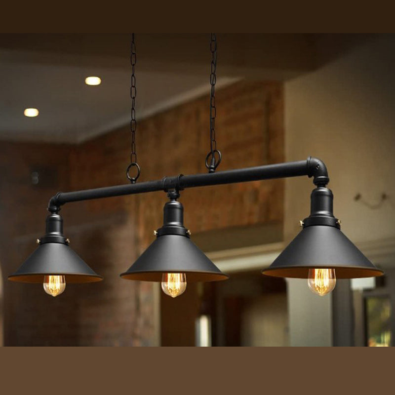 Metal Cone Island Linear Colgante Industrial Comedor de la isla de la isla de la isla
