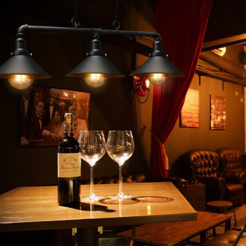 Metal Cone Island Linear Colgante Industrial Comedor de la isla de la isla de la isla