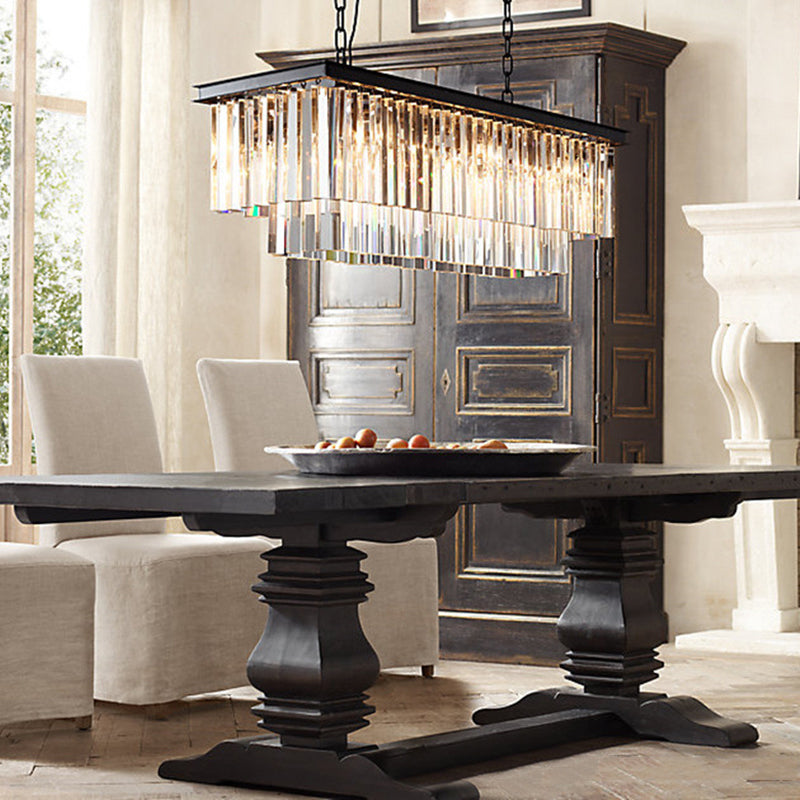 Colgante de cristal rectángulo colgante lineal comedor moderno de la isla de la isla de la isla