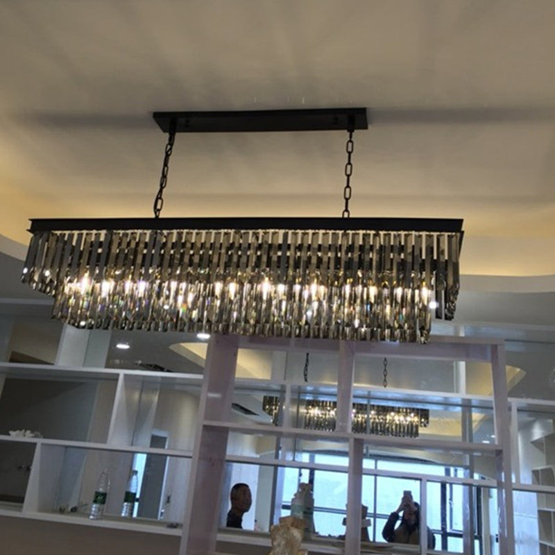 Colgante de cristal rectángulo colgante lineal comedor moderno de la isla de la isla de la isla