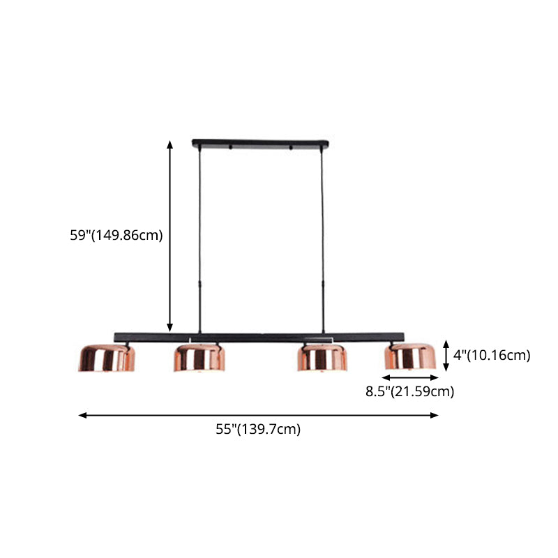 Drum Metal Island Lighting Fixture Luz de colgante de isla negra de estilo moderno para comedor