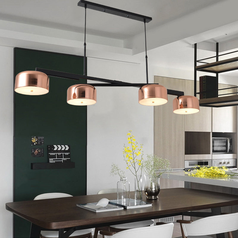 Drum Metal Island Lighting Fixture Luz de colgante de isla negra de estilo moderno para comedor
