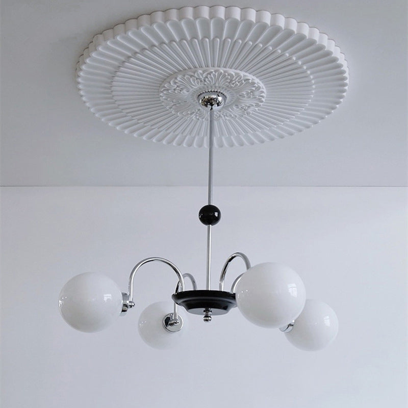 Modern Simplicity Round Ceiling Chandelier Milk Glass Hanging Light for Living Room