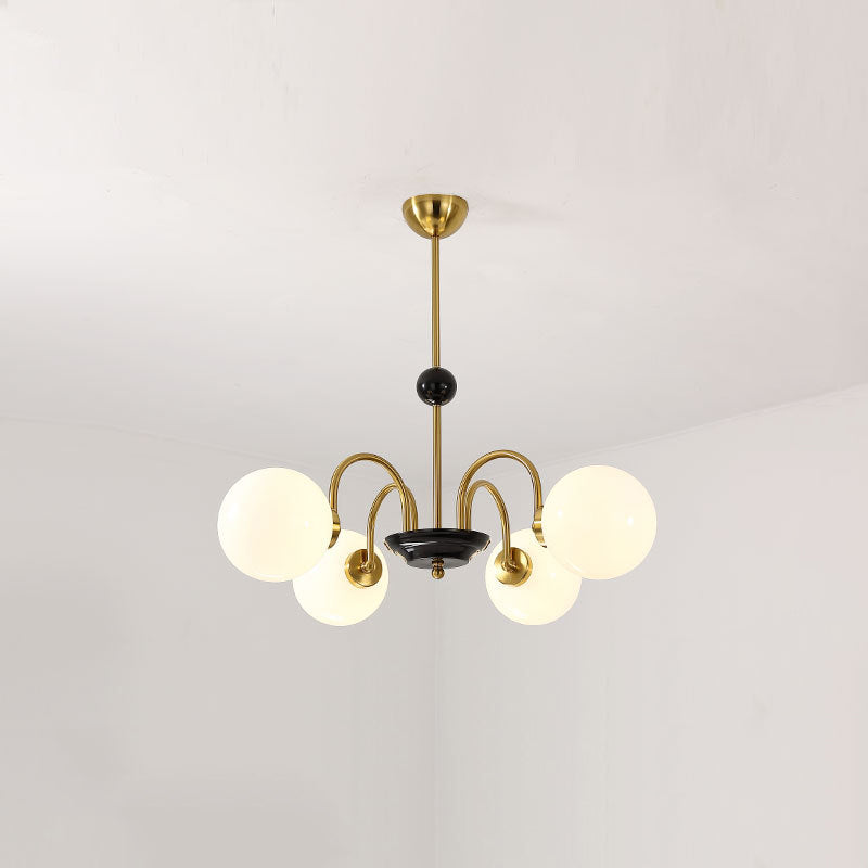 Modern Simplicity Round Ceiling Chandelier Milk Glass Hanging Light for Living Room