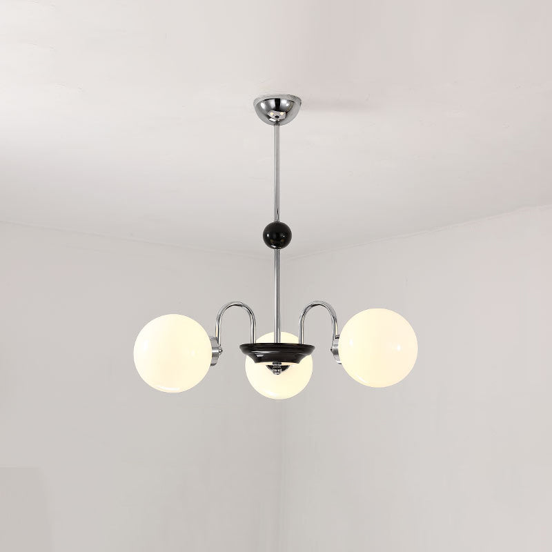 Modern Simplicity Round Ceiling Chandelier Milk Glass Hanging Light for Living Room