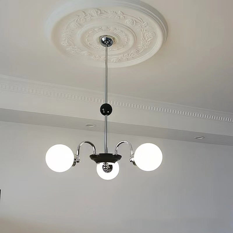 Modern Simplicity Round Ceiling Chandelier Milk Glass Hanging Light for Living Room