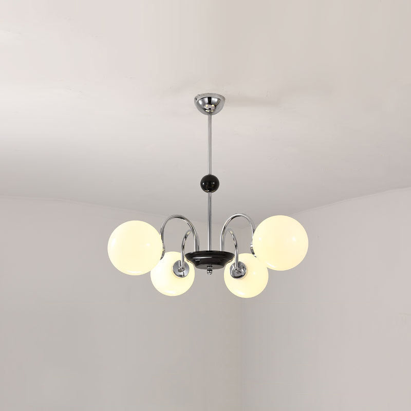 Modern Simplicity Round Ceiling Chandelier Milk Glass Hanging Light for Living Room