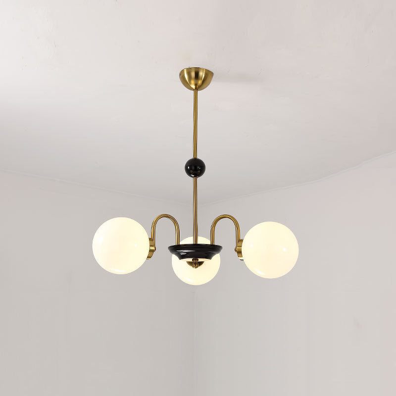 Modern Simplicity Round Ceiling Chandelier Milk Glass Hanging Light for Living Room