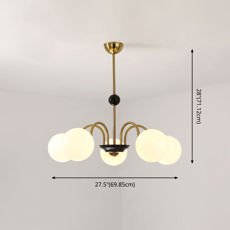 Modern Simplicity Round Ceiling Chandelier Milk Glass Hanging Light for Living Room