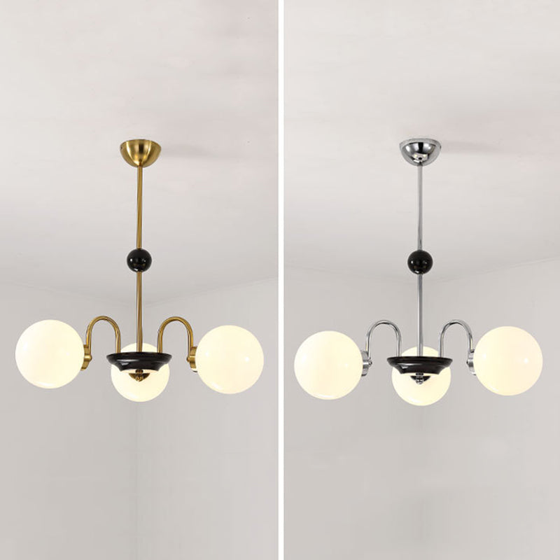 Modern Simplicity Round Ceiling Chandelier Milk Glass Hanging Light for Living Room