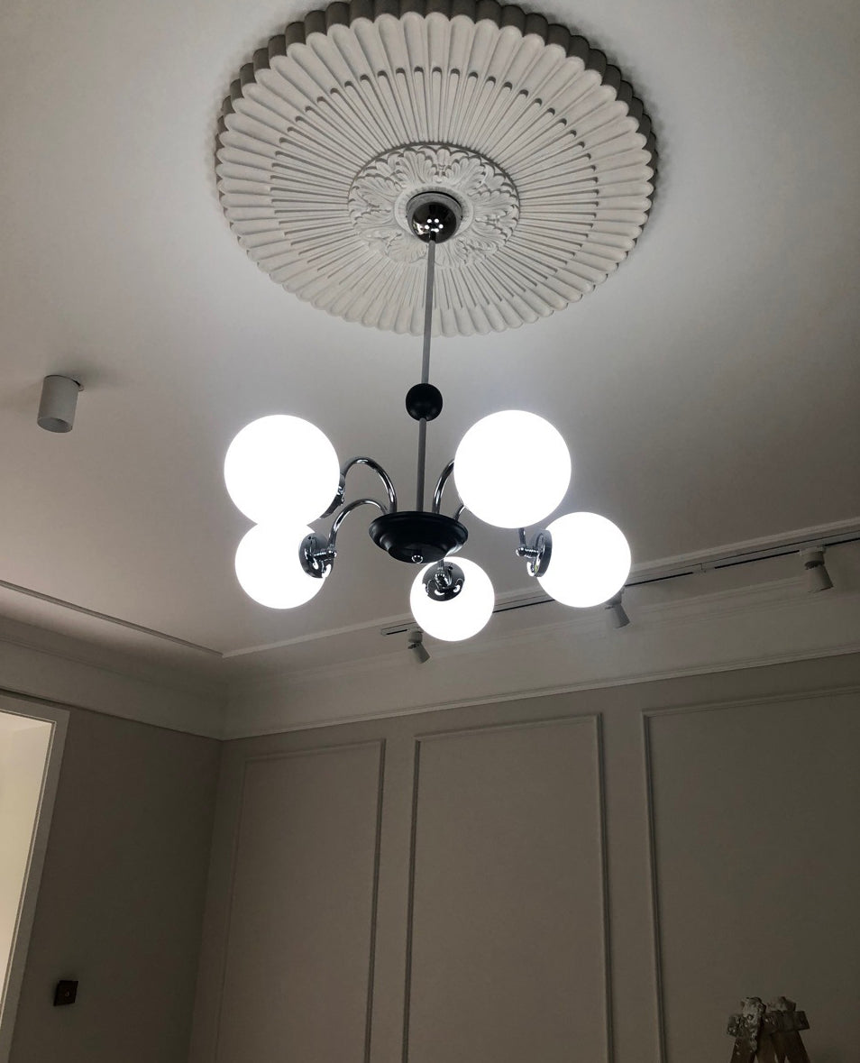 Modern Simplicity Round Ceiling Chandelier Milk Glass Hanging Light for Living Room