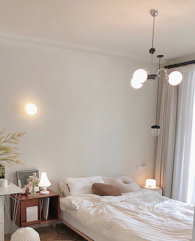 Modern Simplicity Round Ceiling Chandelier Milk Glass Hanging Light for Living Room