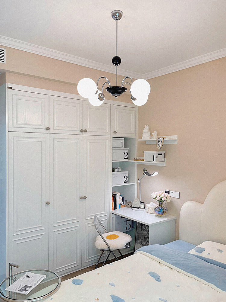 Modern Simplicity Round Ceiling Chandelier Milk Glass Hanging Light for Living Room