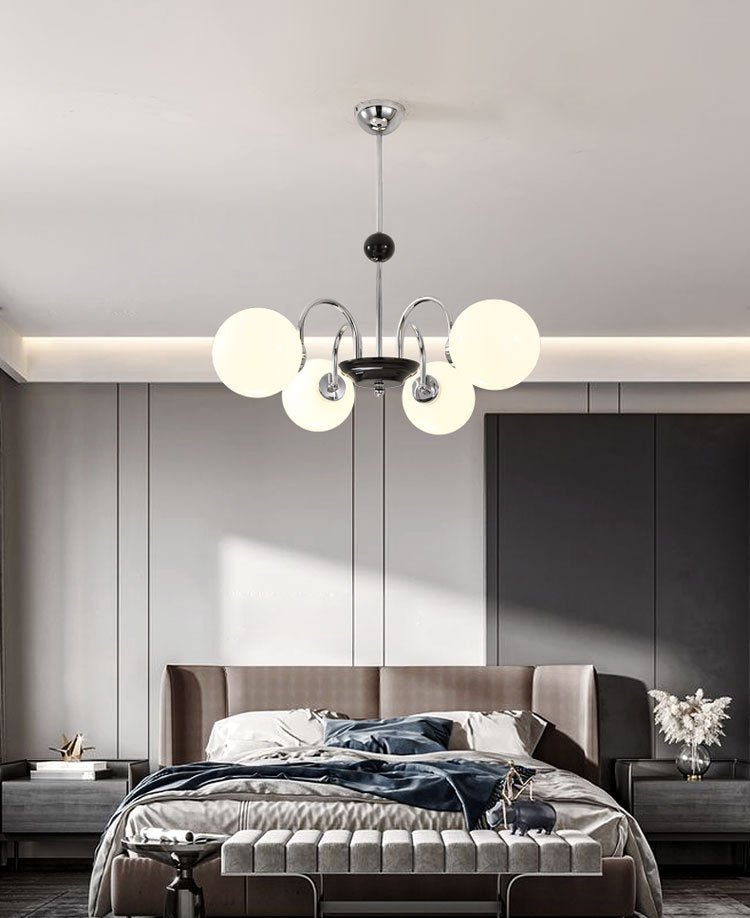 Modern Simplicity Round Ceiling Chandelier Milk Glass Hanging Light for Living Room