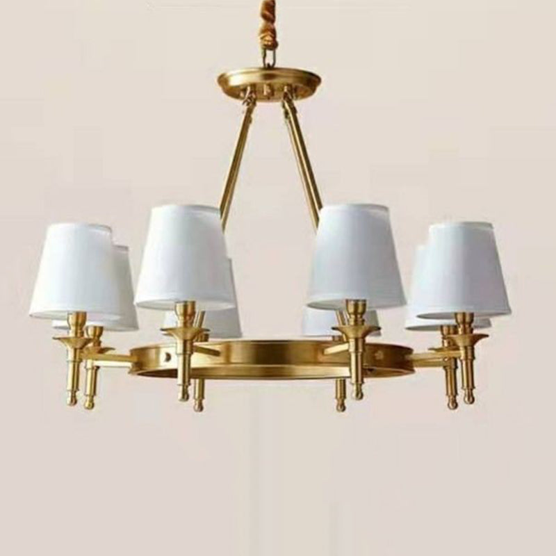 Cone Chandelier Light Fixture Traditional Fabric Shade Pendant Lighting for Restaurant