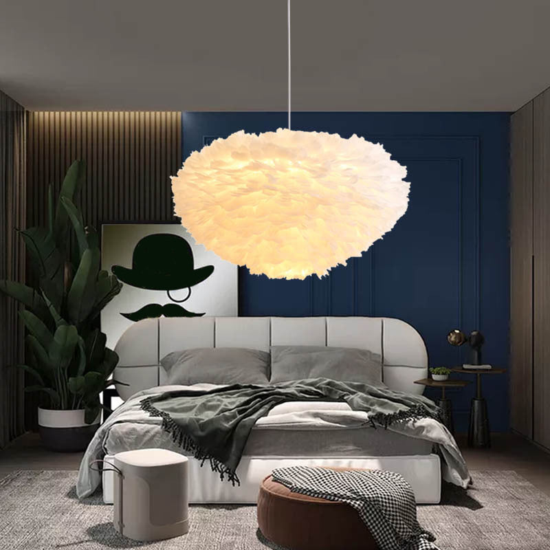 Lámpara de lámpara esférica lámpara moderna simplicidad de plumas de tono colgante para restaurante para restaurante