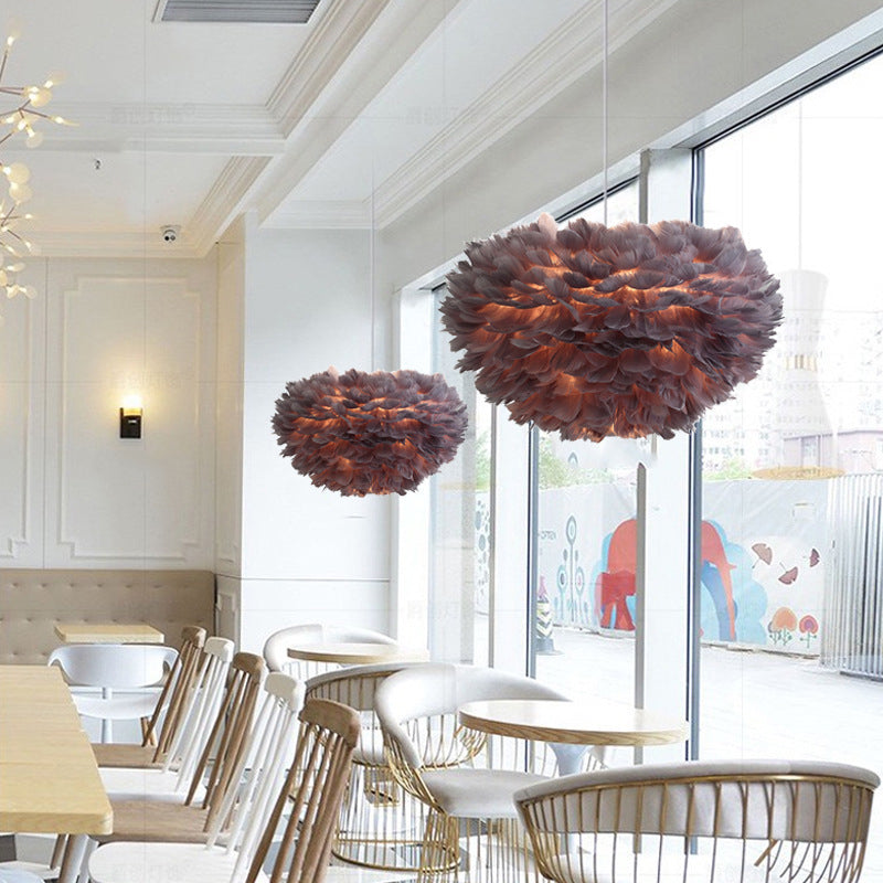 Lámpara de lámpara esférica lámpara moderna simplicidad de plumas de tono colgante para restaurante para restaurante