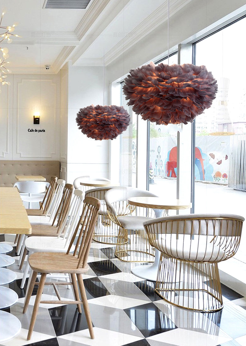 Lámpara de lámpara esférica lámpara moderna simplicidad de plumas de tono colgante para restaurante para restaurante