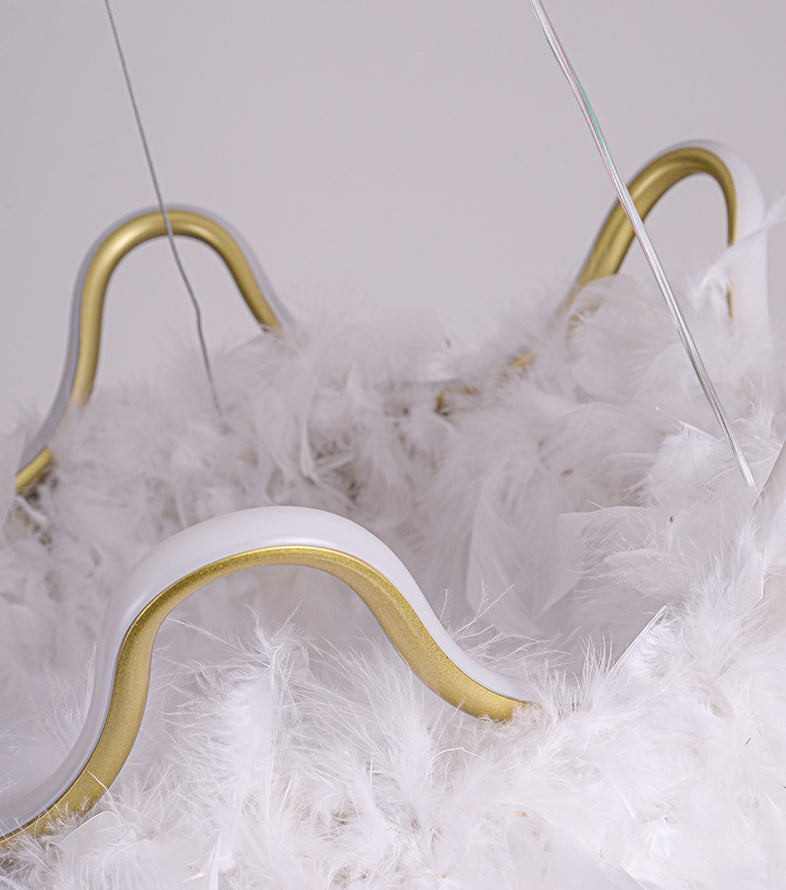 Crown Chandelier Light Fixture Modern Simplicity Feather Shade Pendant Lighting for Restaurant