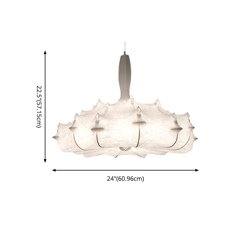 Silk White Pendant Light in Modern Unique Style Wrought Iron Hanging Light for Dining Room