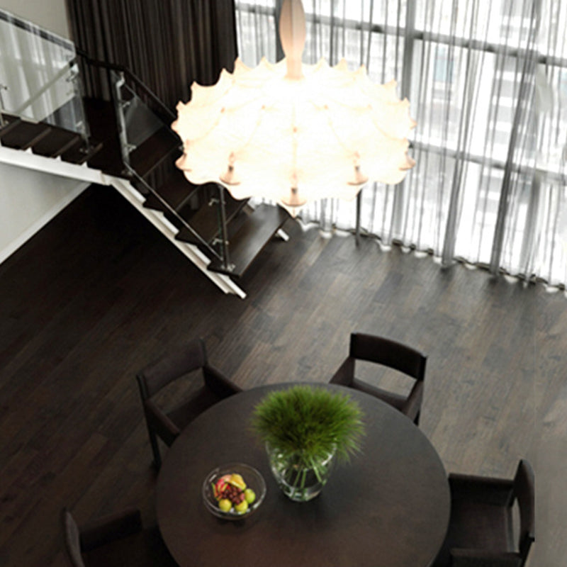 Silk White Pendant Light in Modern Unique Style Wrought Iron Hanging Light for Dining Room