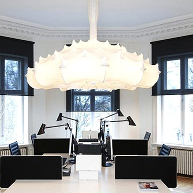 Silk White Pendant Light in Modern Unique Style Wrought Iron Hanging Light for Dining Room