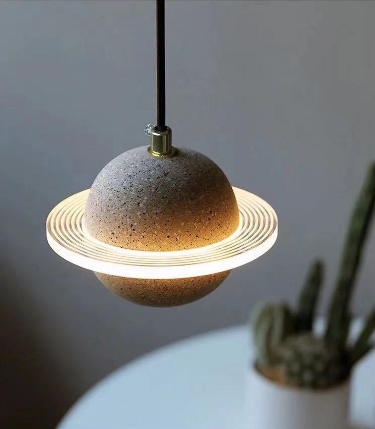 Modern Simplicity Round Ceiling Chandelier Cement Hanging Light for Living Room