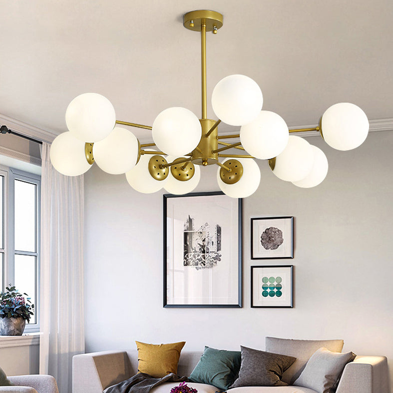 Modern Simplicity Round Ceiling Chandelier Milk Glass Hanging Light for Living Room