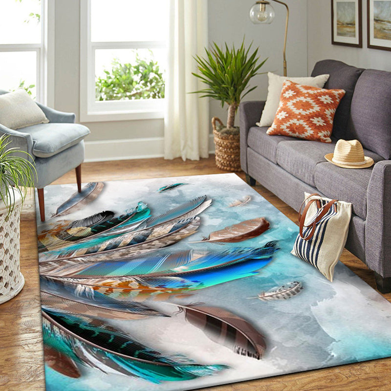 Luxurious Feather Pattern Rug Contemporary Creative Rug Non-Slip Backing Carpet for Living Room