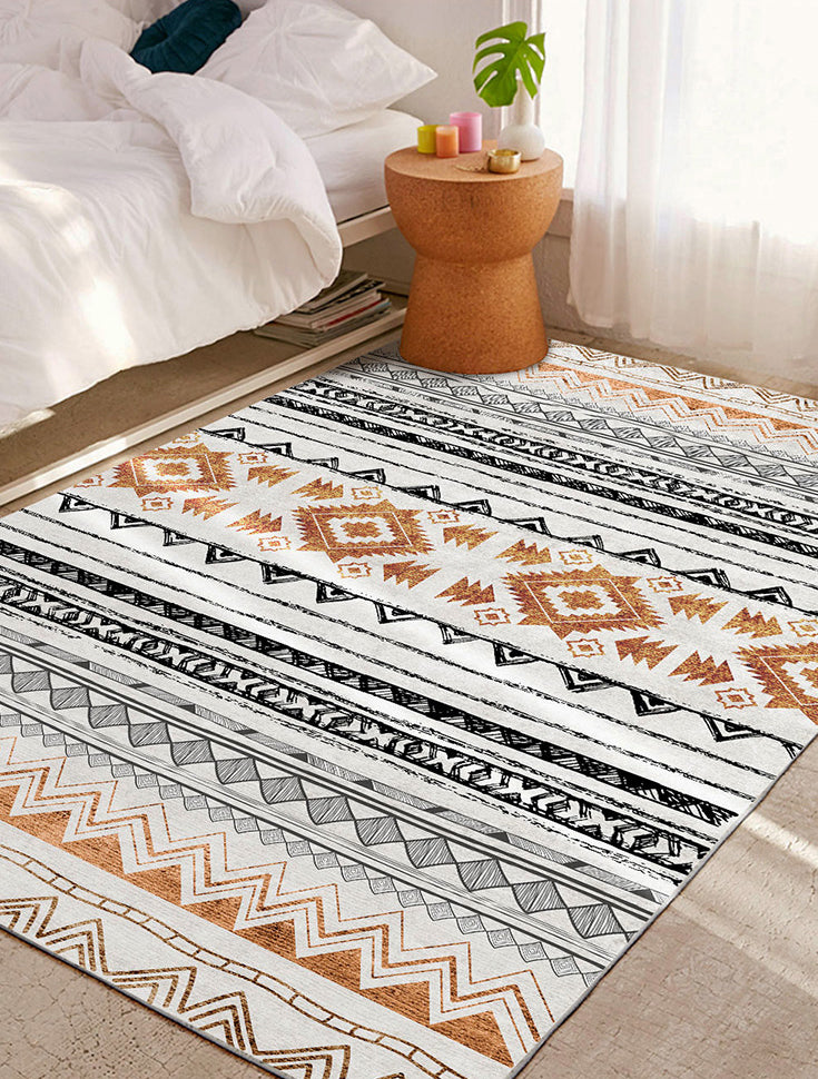 Eenvoudige veelkleurige Boheemse tapijten Polyester Speerpunt Rug niet-slip achterste tapijt voor woonkamer