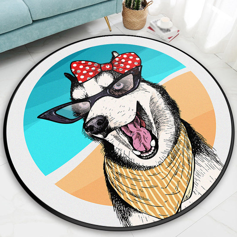 Creative Modern Round Rug Lovely Animal Pattern Carpet Friendly Washable Carpet for Living Room