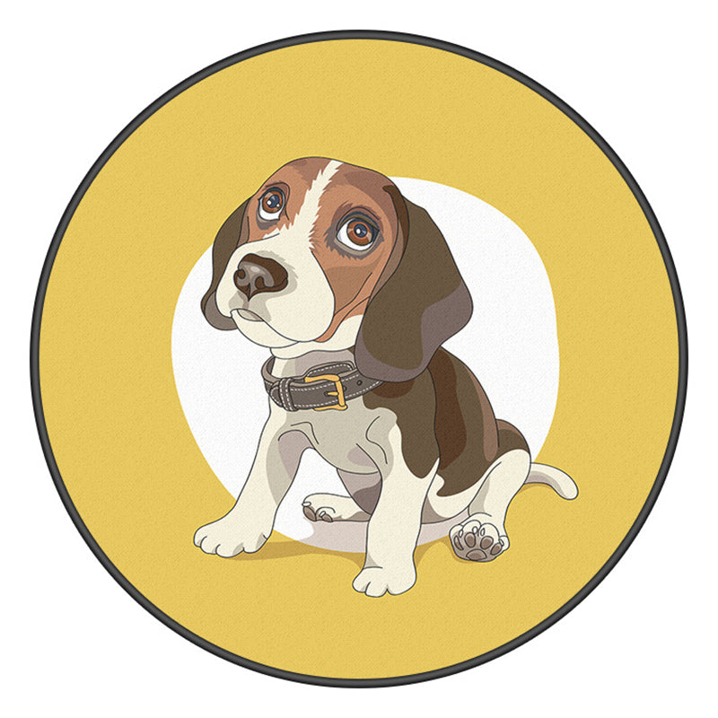 Creative Modern Round Rug Lovely Animal Pattern Carpet Friendly Washable Carpet for Living Room