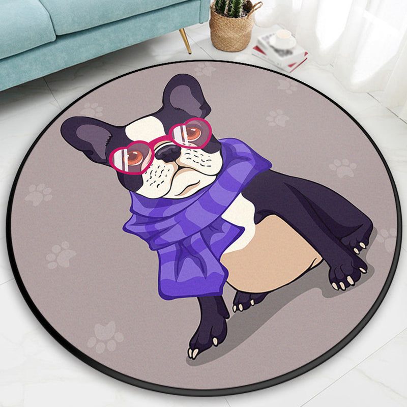 Creative Modern Round Rug Lovely Animal Pattern Carpet Friendly Washable Carpet for Living Room