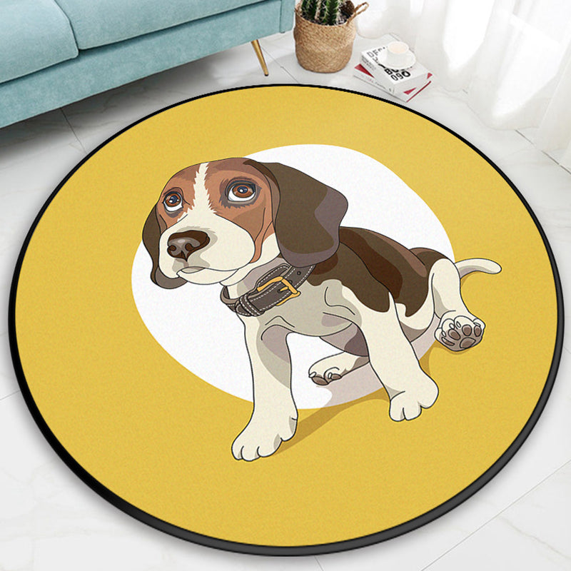 Creative Modern Round Rug Lovely Animal Pattern Carpet Friendly Washable Carpet for Living Room